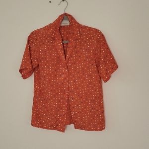 Ellen tracy orange botton blouse short sleeve.